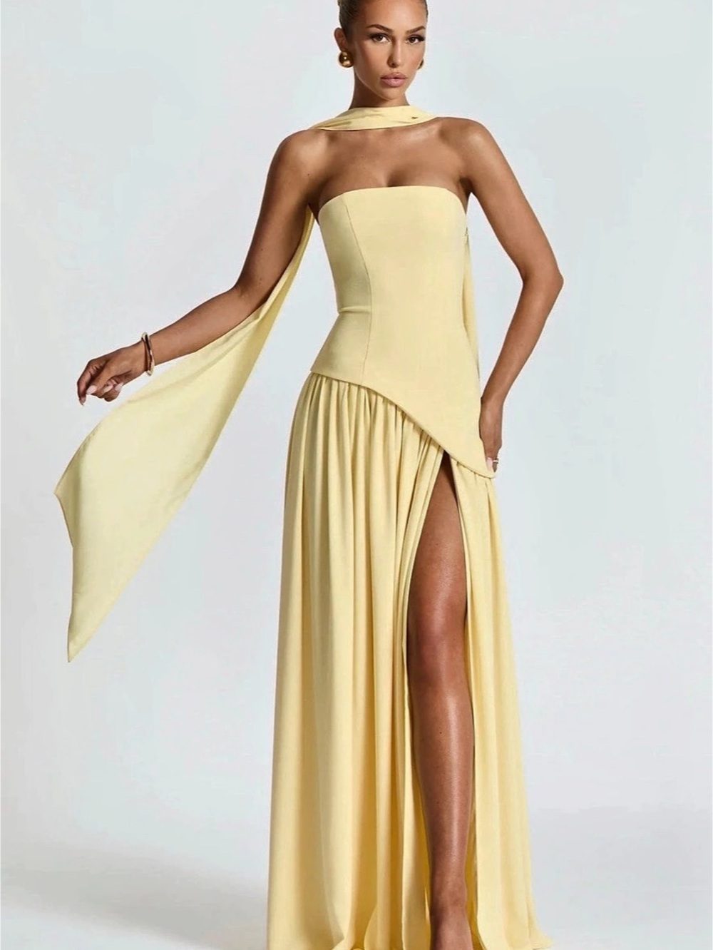 Yellow Strapless Maxi Dress